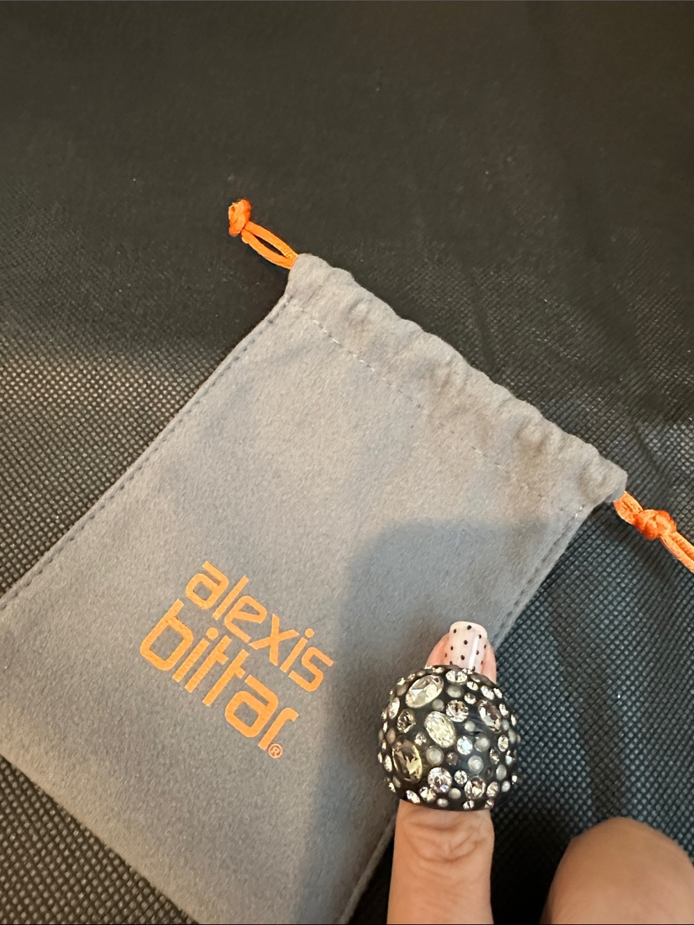 Alexis Bittar Crystal Pavé Statement Cocktail Ring w/ Original Pouch